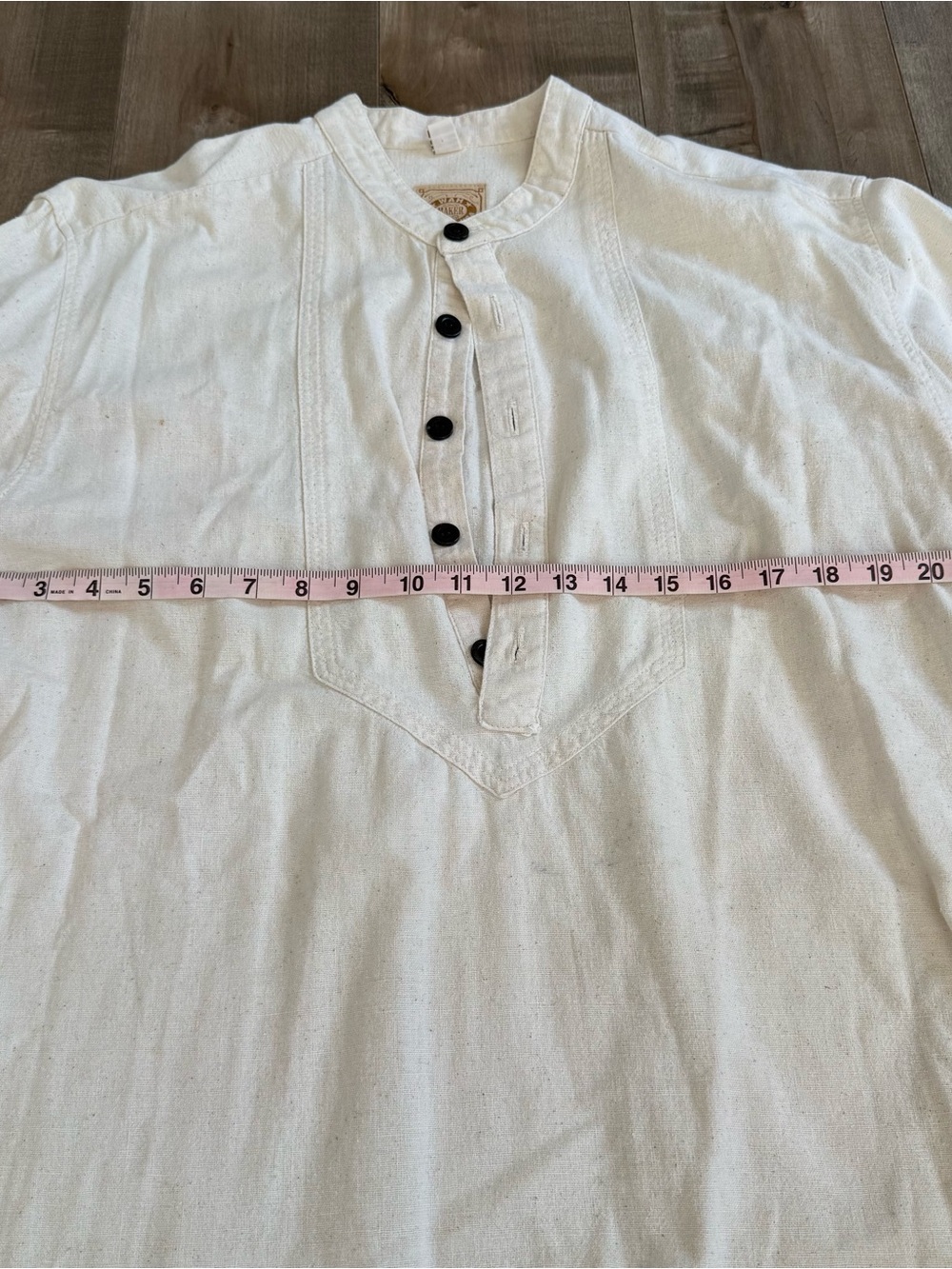 Wah Maker Frontier Clothing Tunic Long Neutral Men Large USA Made Beige Button - Picture 8 of 11